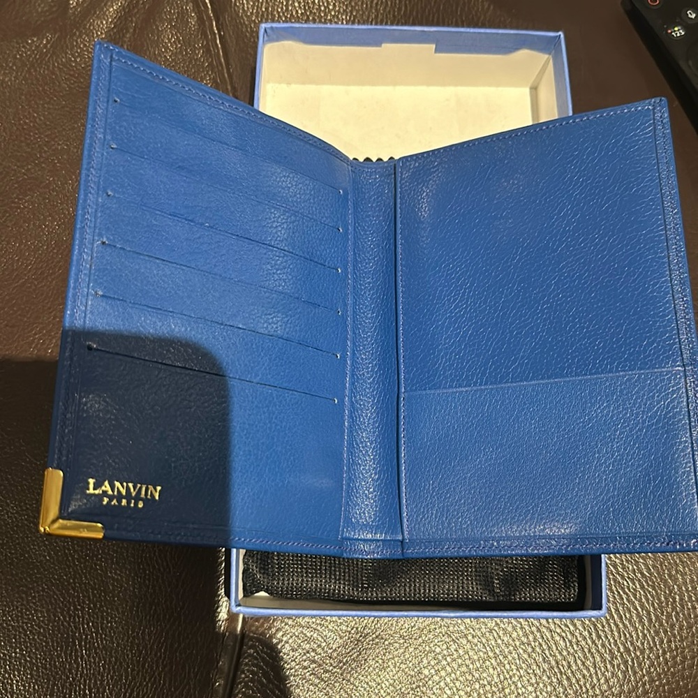 Lanvin Bags | Lanvin Continental Passport Zip Wallet In Navy Blue